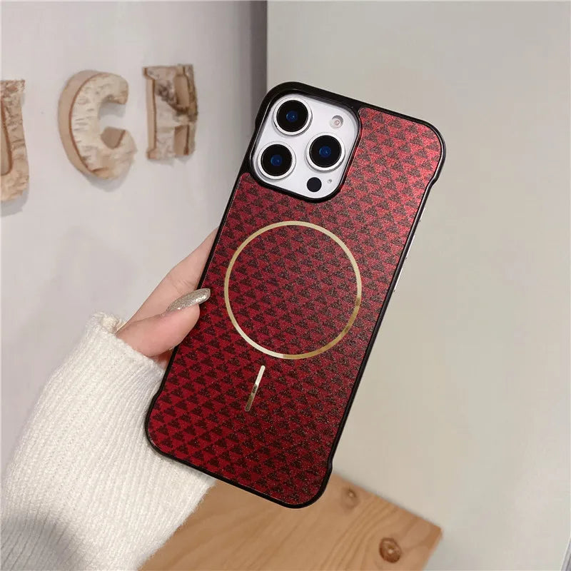 Luxury woven pattern Magsafe Magnetic Wireless Case for iPhone