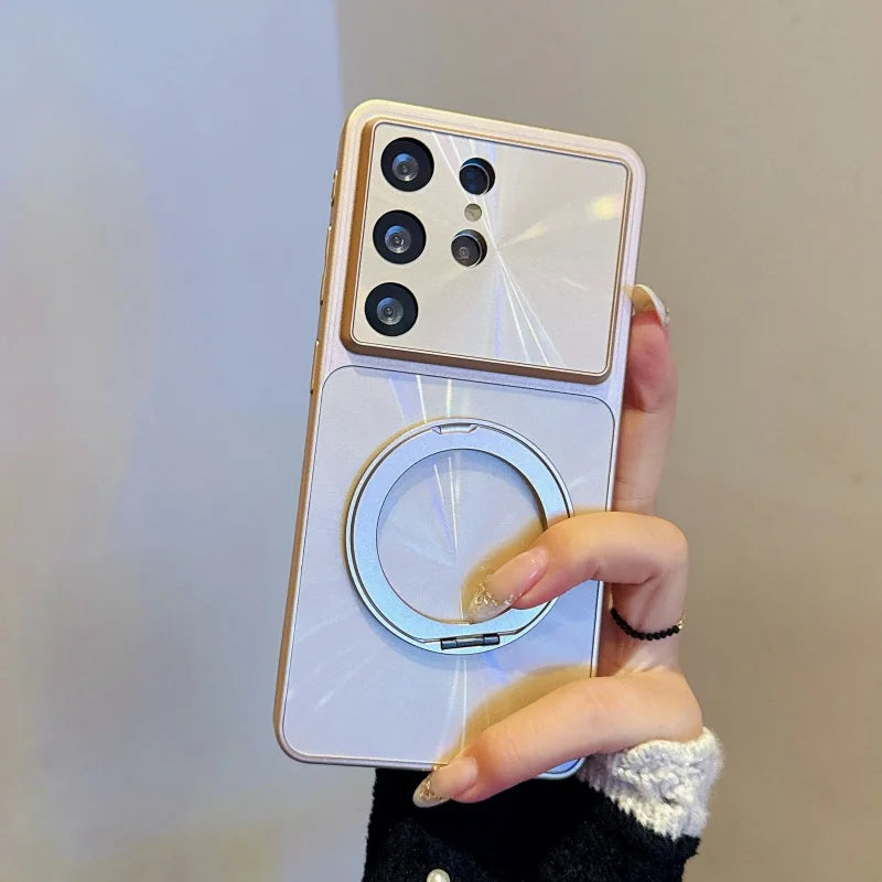 CD-Pattern Magnetic Stand Hard Case For Samsung