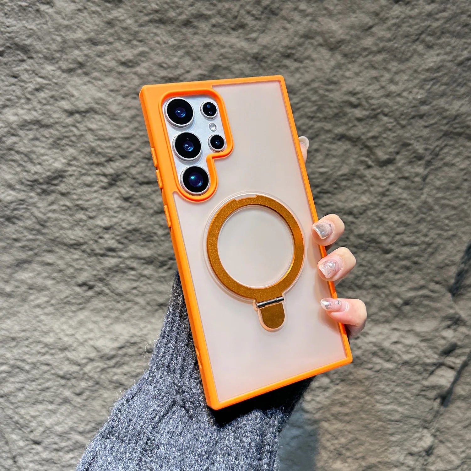 Magsafe Magnetic Matte Metal Ring Stand Case For Samsung