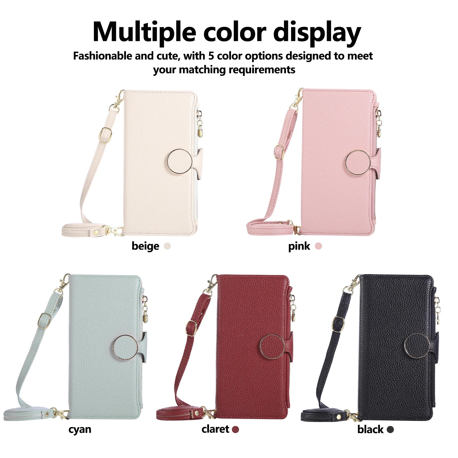 Crossbody Zipper Cards Solt Leather Wallet Case For iPhone