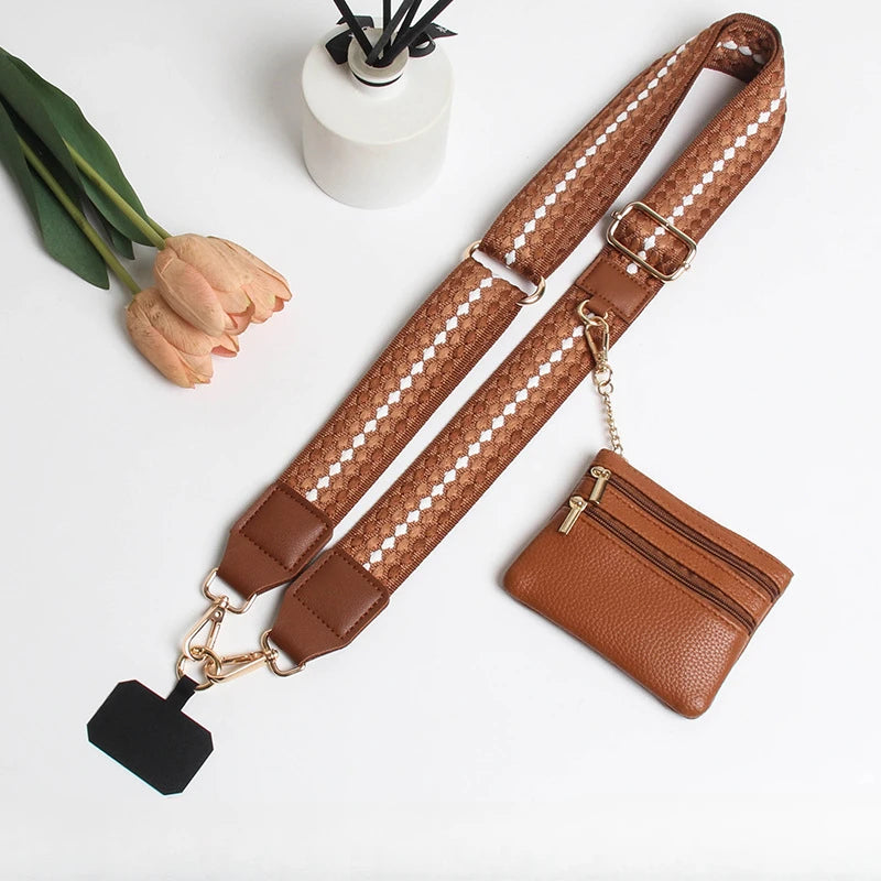 Adjustable crossbody phone lanyard with coin purse
