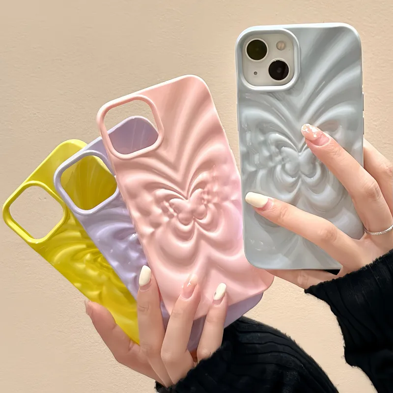Ins 3D Fold Butterfly Glossy Case For iPhone