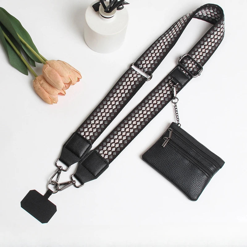 Adjustable crossbody phone lanyard with coin purse