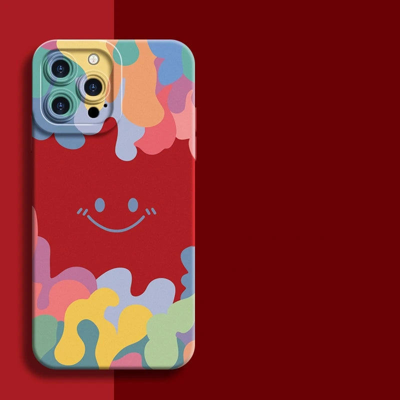 Smile Color Liquid Silicone Case For iPhone
