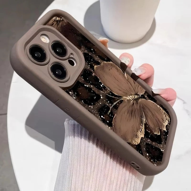 Trendy Favored Leopard Butterfly Case For iPhone
