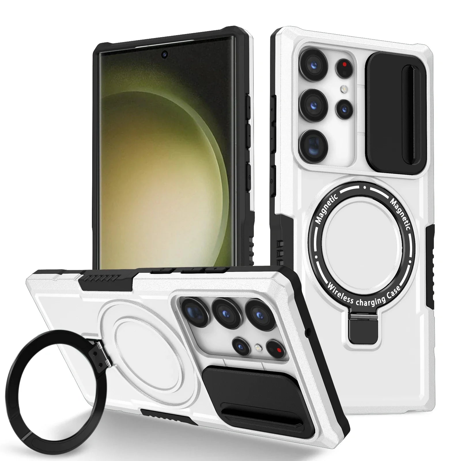 Sliding Camera Kickstand Magnetic Case for Samsung