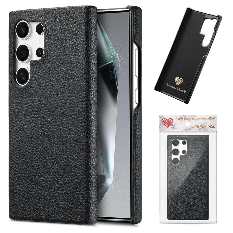 Litchi pattern leather case for Samsung
