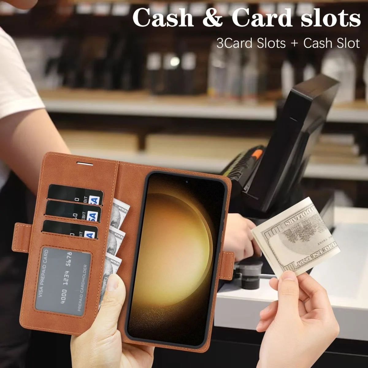 2 in 1 Cards Slot Leather Flip Wallet Magnetic Case For Samsung