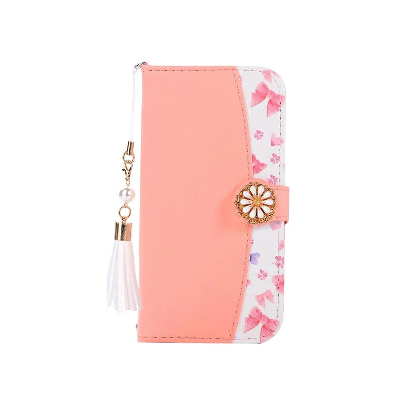 Floral patchwork wallet case for iPhone