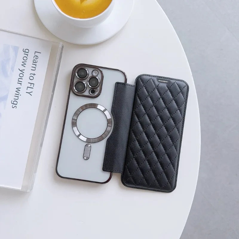 Magsafe Magnetic Card Holder Wallet Leather Phone Case for IPhone