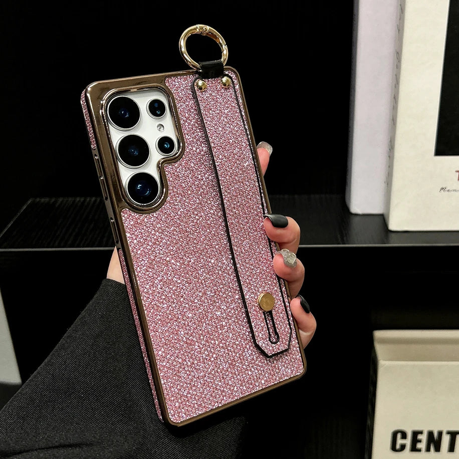 Glitter Wristband Stand Plating Case for Samsung