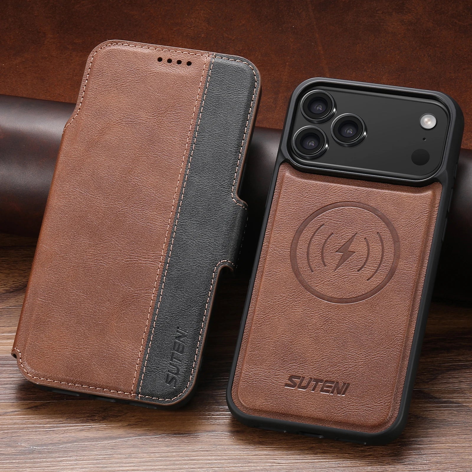 Magsafe Magnetic  Leather Wallet Case For iPhone