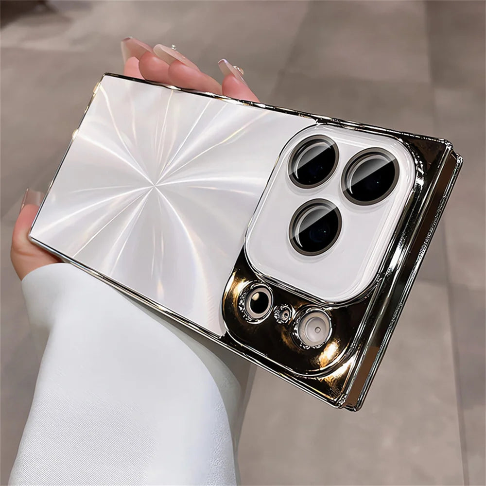 Luxury Glitter Squared Aurora Glossy Case For iPhone