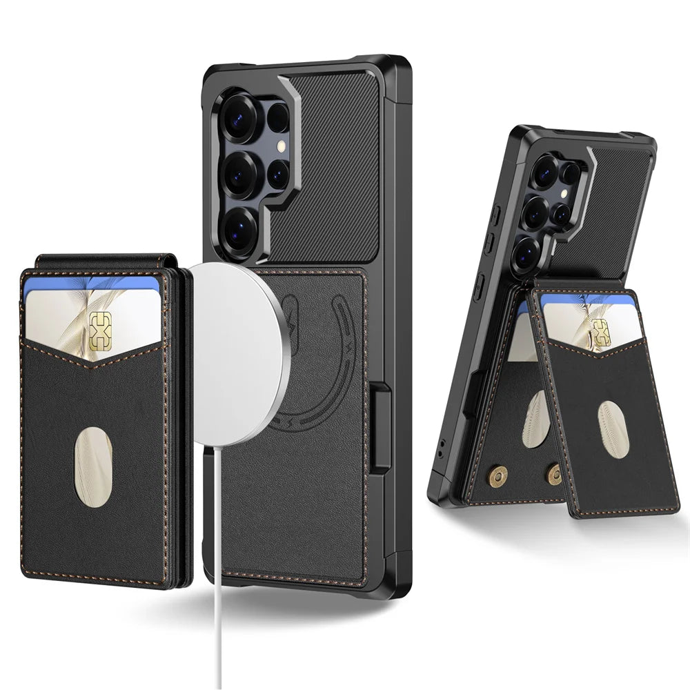 Magnetic Detachable RFID Blocking leather wallet Case for Samsung