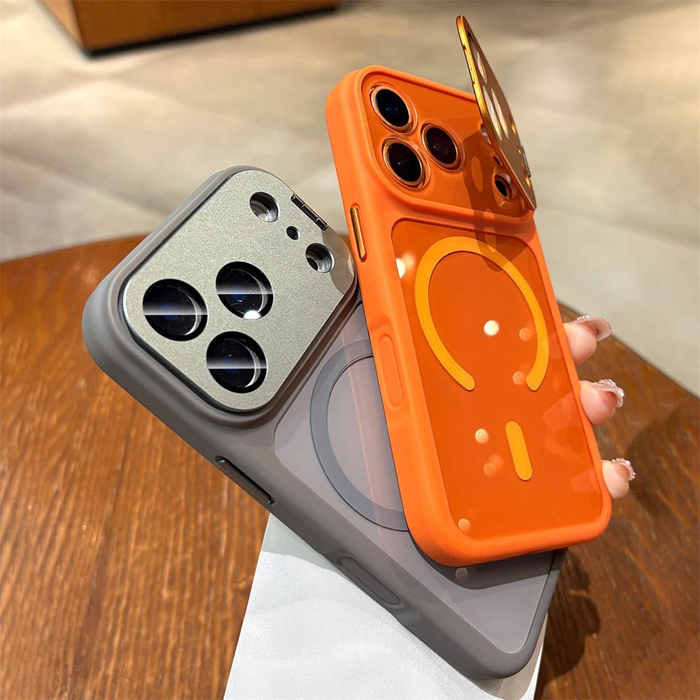 Folding Metal Camera Bracket Protect  Magnetic Case for iPhone
