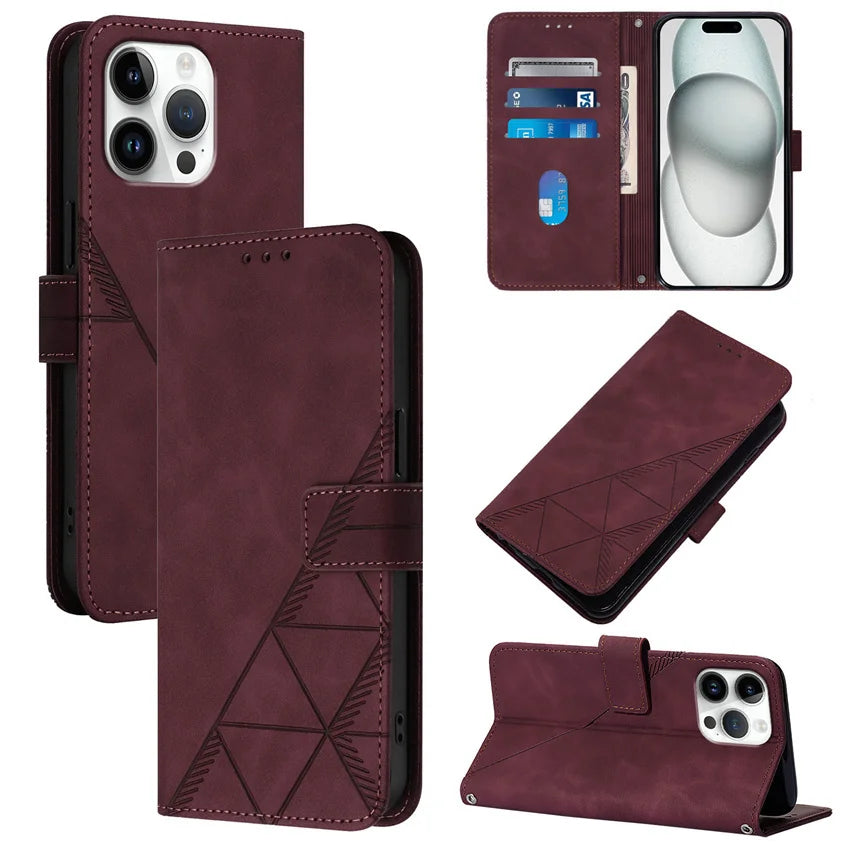 Skin Feel  Leather Flip  Card Slot Wallet Case For iPhone