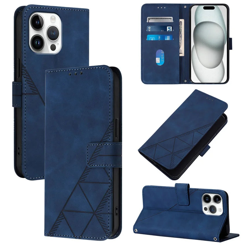 Skin Feel  Leather Flip  Card Slot Wallet Case For iPhone