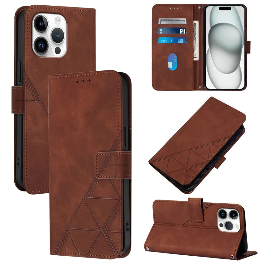 Skin Feel  Leather Flip  Card Slot Wallet Case For iPhone