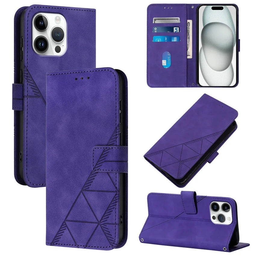Skin Feel  Leather Flip  Card Slot Wallet Case For iPhone