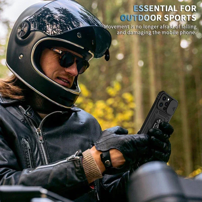 Slide Camera Heavy Duty Shockproof Armor Magnetic Case For  iPhone