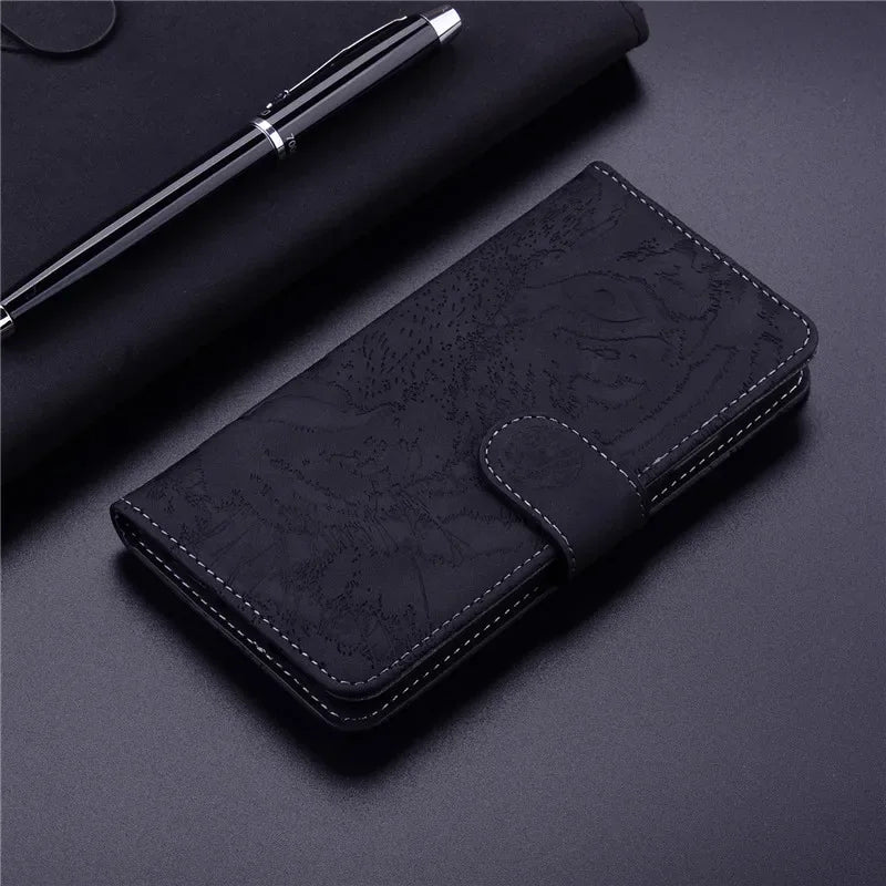 Tiger Pattern Leather Wallet Case For iPhone