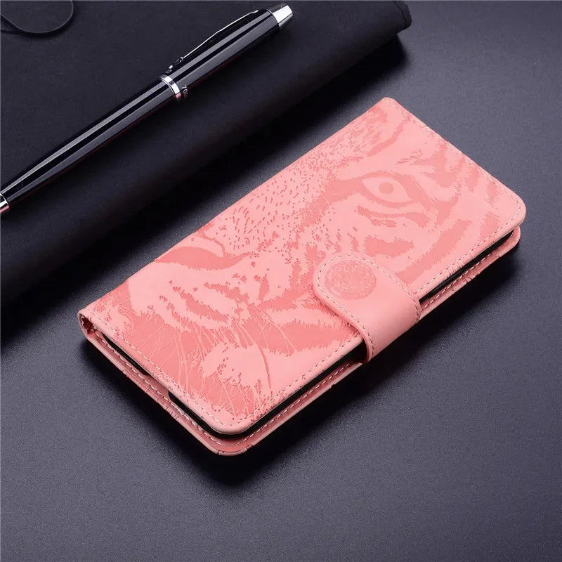 Tiger Pattern Leather Wallet Case For iPhone