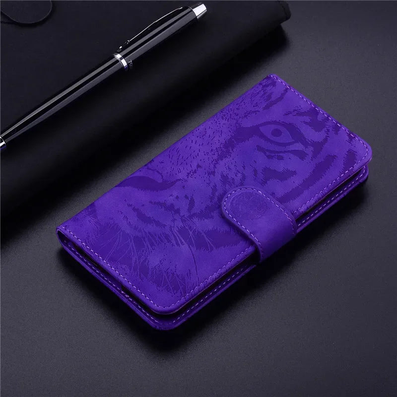 Tiger Pattern Leather Wallet Case For iPhone