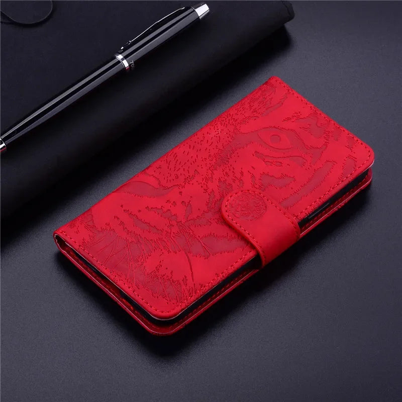 Tiger Pattern Leather Wallet Case For iPhone