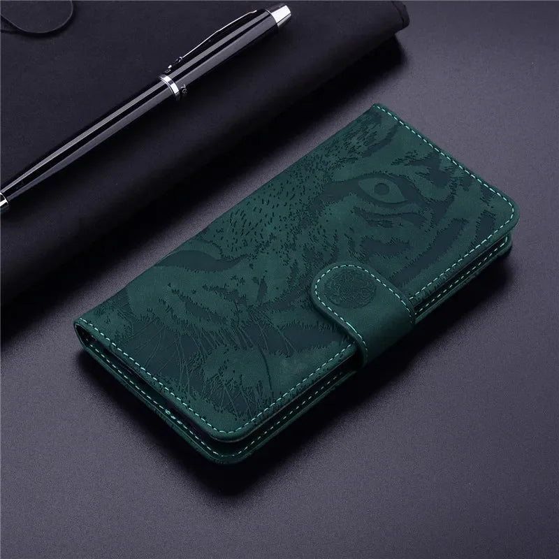 Tiger Pattern Leather Wallet Case For iPhone