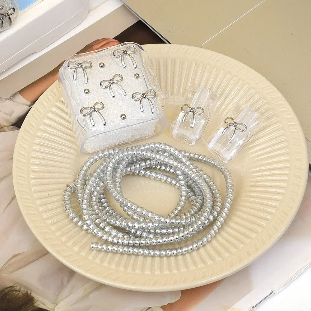 Transparent Shining Bowknot Cellphone Charger Protective Case Sleeve for Apple IPhone 18/20W 