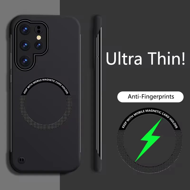 Ultra Slim Frameless Case For Samsung    Magsafe Magnetic Wireless Charger Phone Cover
