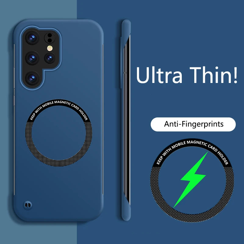 Ultra Slim Frameless Case For Samsung    Magsafe Magnetic Wireless Charger Phone Cover