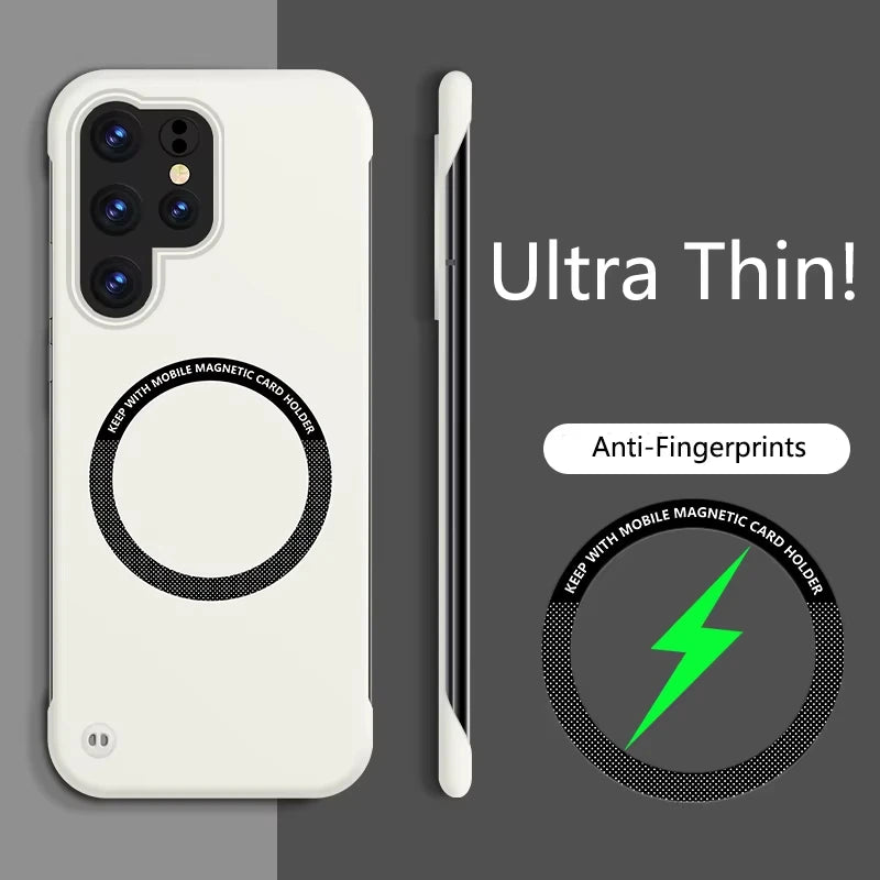 Ultra Slim Frameless Case For Samsung    Magsafe Magnetic Wireless Charger Phone Cover