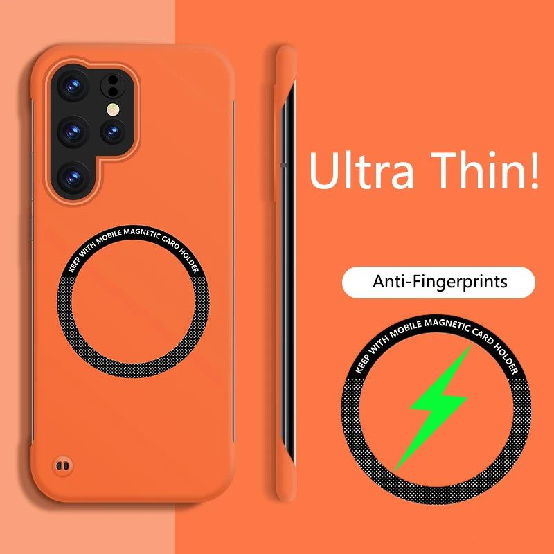 Ultra Slim Frameless Case For Samsung    Magsafe Magnetic Wireless Charger Phone Cover