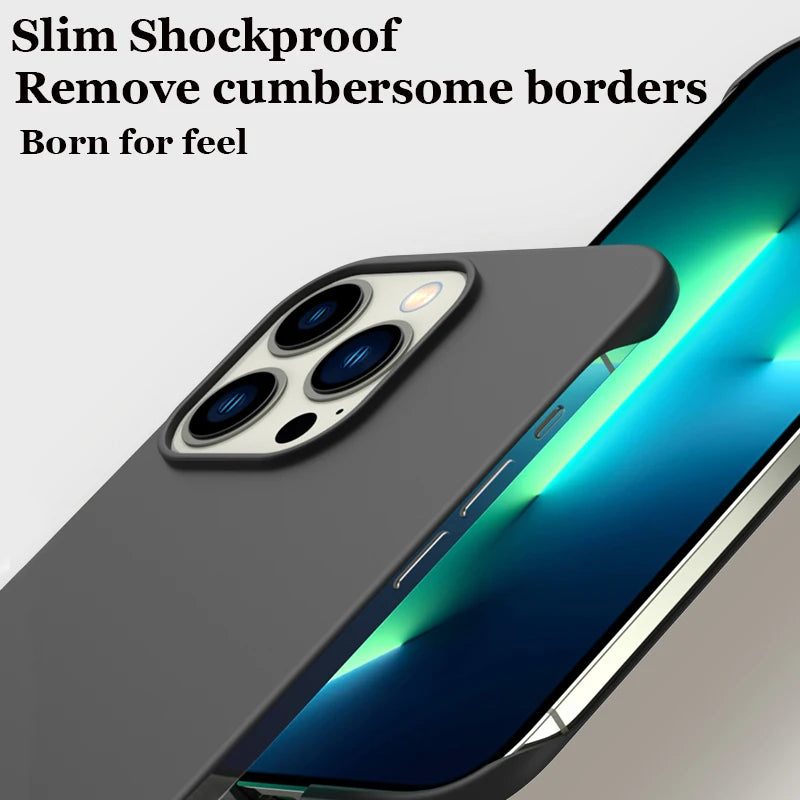 Ultra Thin Frameless PC Shockproof Hard Phone Case For iPhone