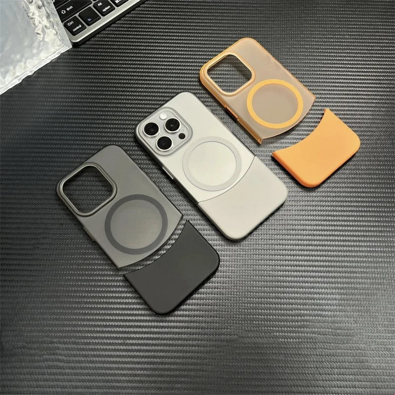Ultra-thin frosted Hit Color Splicing detachable magnetic  case For iphone