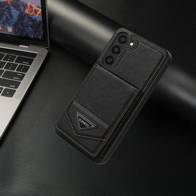 Wallet Anti-theft Brush Flip Leather Case For Samsung