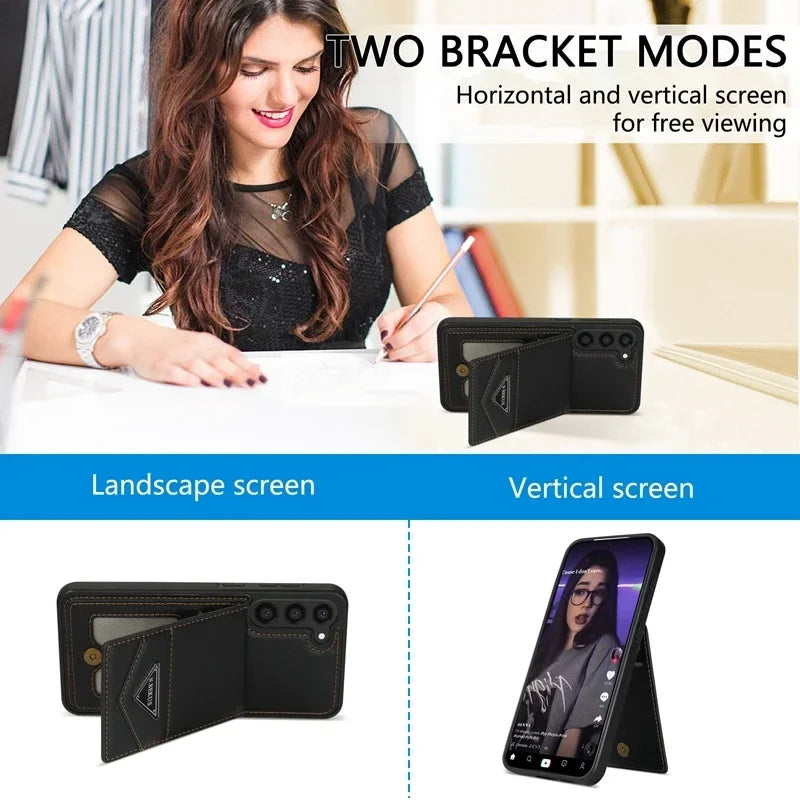 Wallet Anti-theft Brush Flip Leather Case For Samsung