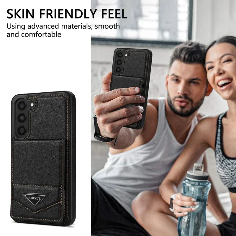 Wallet Anti-theft Brush Flip Leather Case For Samsung