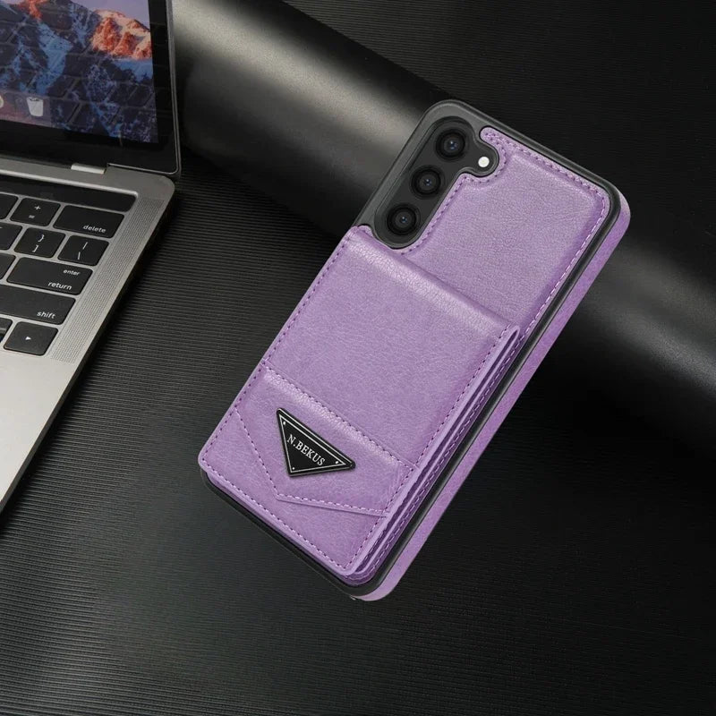 Wallet Anti-theft Brush Flip Leather Case For Samsung