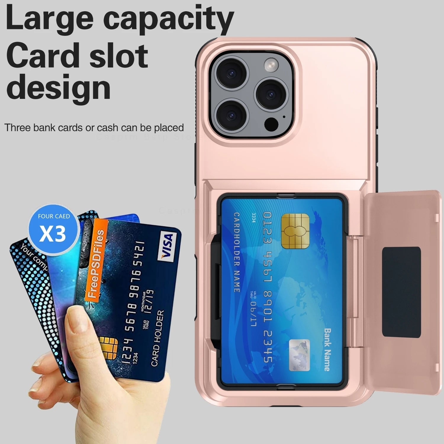 Wallet Card Holder Slim Hard PC Heavy Duty Protective Case For iPhone