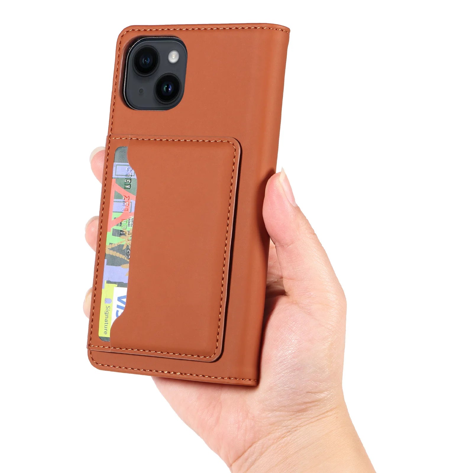 Luxury Leather Magnetic  Card Slots Flip Wallet Case For iPhone