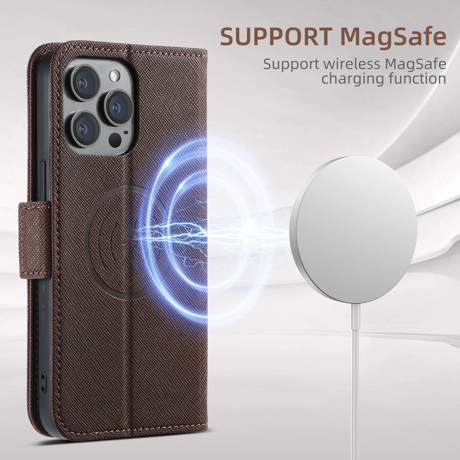 Wallet Flip Card Holder  Case Compatible with MagSafe Magnetic Wireless Charging for iPhone