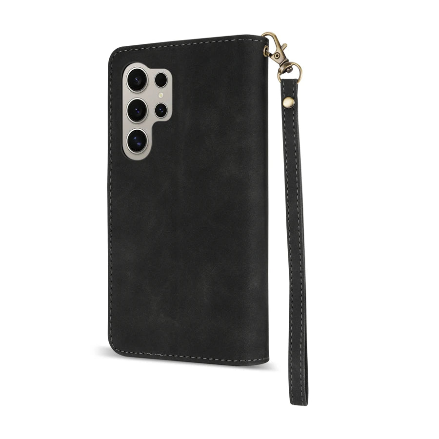 Wallet Multi-card Zipper Kickstand Magnetic Flip Leather Case For Samsung