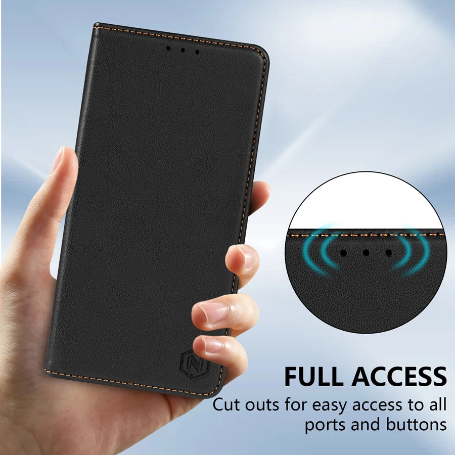 Wallet Skin friendly Card Slot Strong Magnetic Flip Leather Case For Samsung