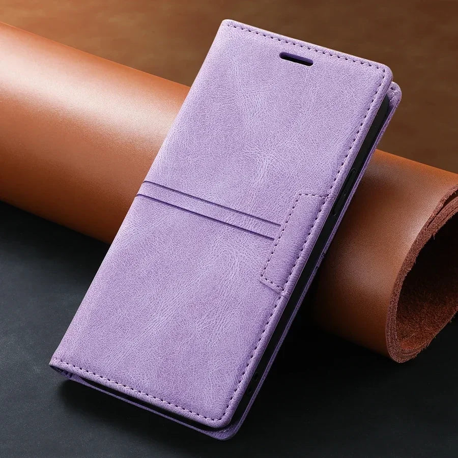 Wallet Slot Magnetic Flip Leather Case For Samsung