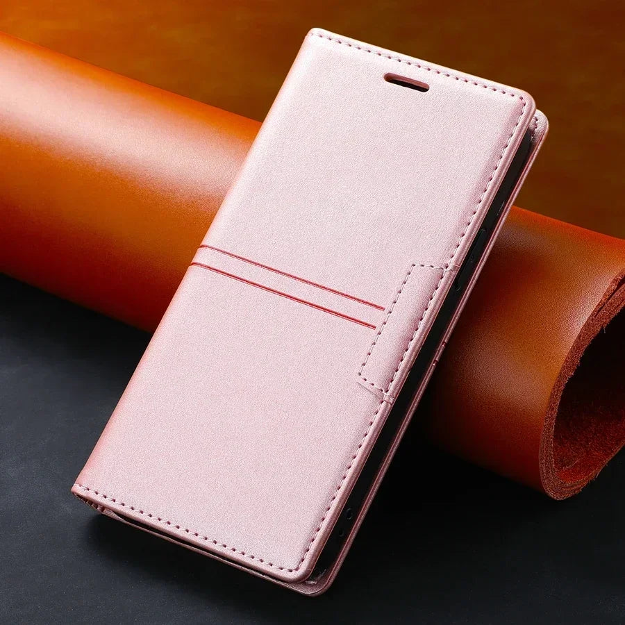 Wallet Slot Magnetic Flip Leather Case For Samsung