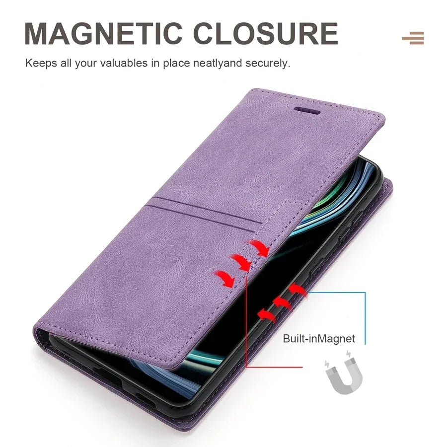 Wallet Slot Magnetic Flip Leather Case For Samsung