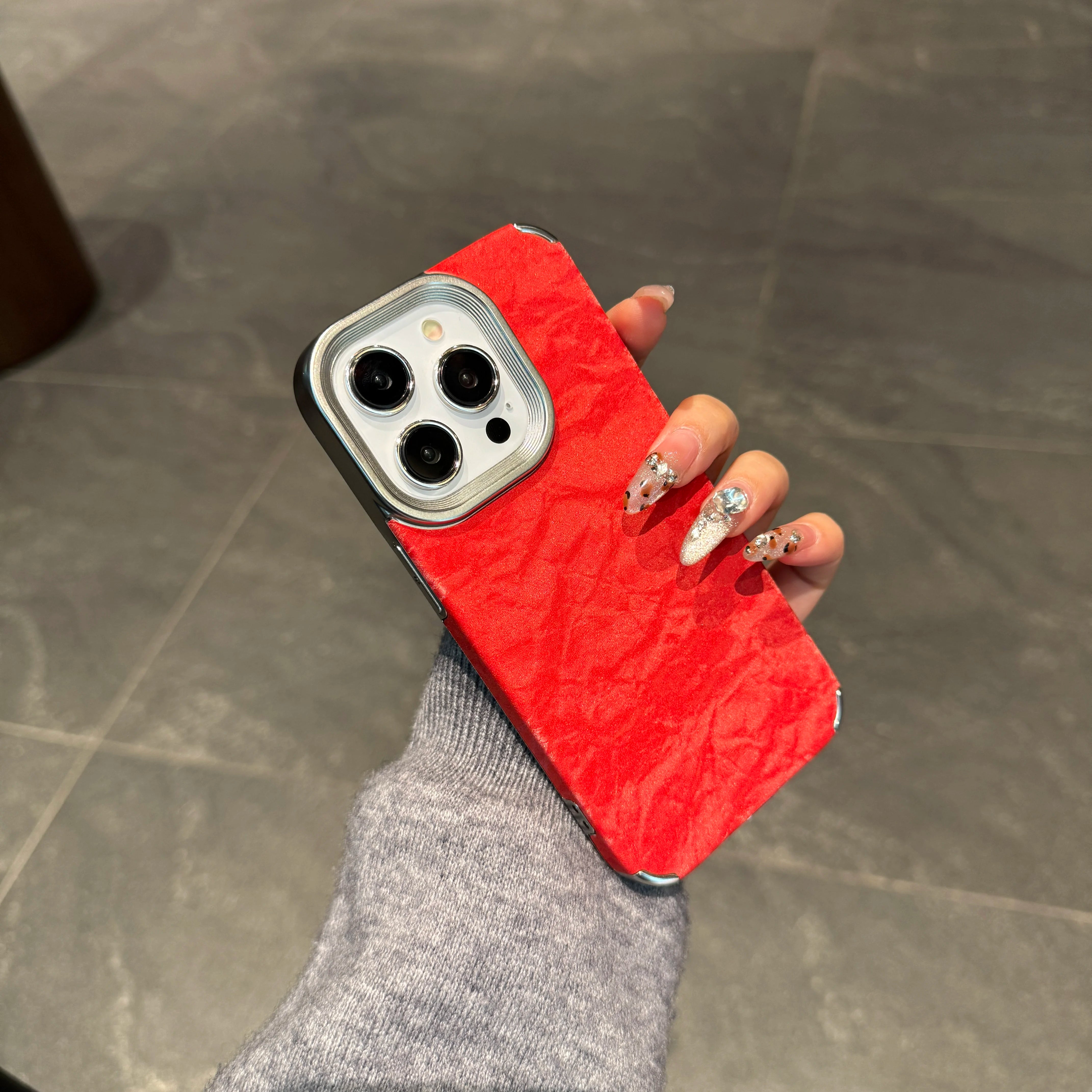 Velvet Snowy Mountain Pattern Shockproof Plating Anti-fall Case For iPhone