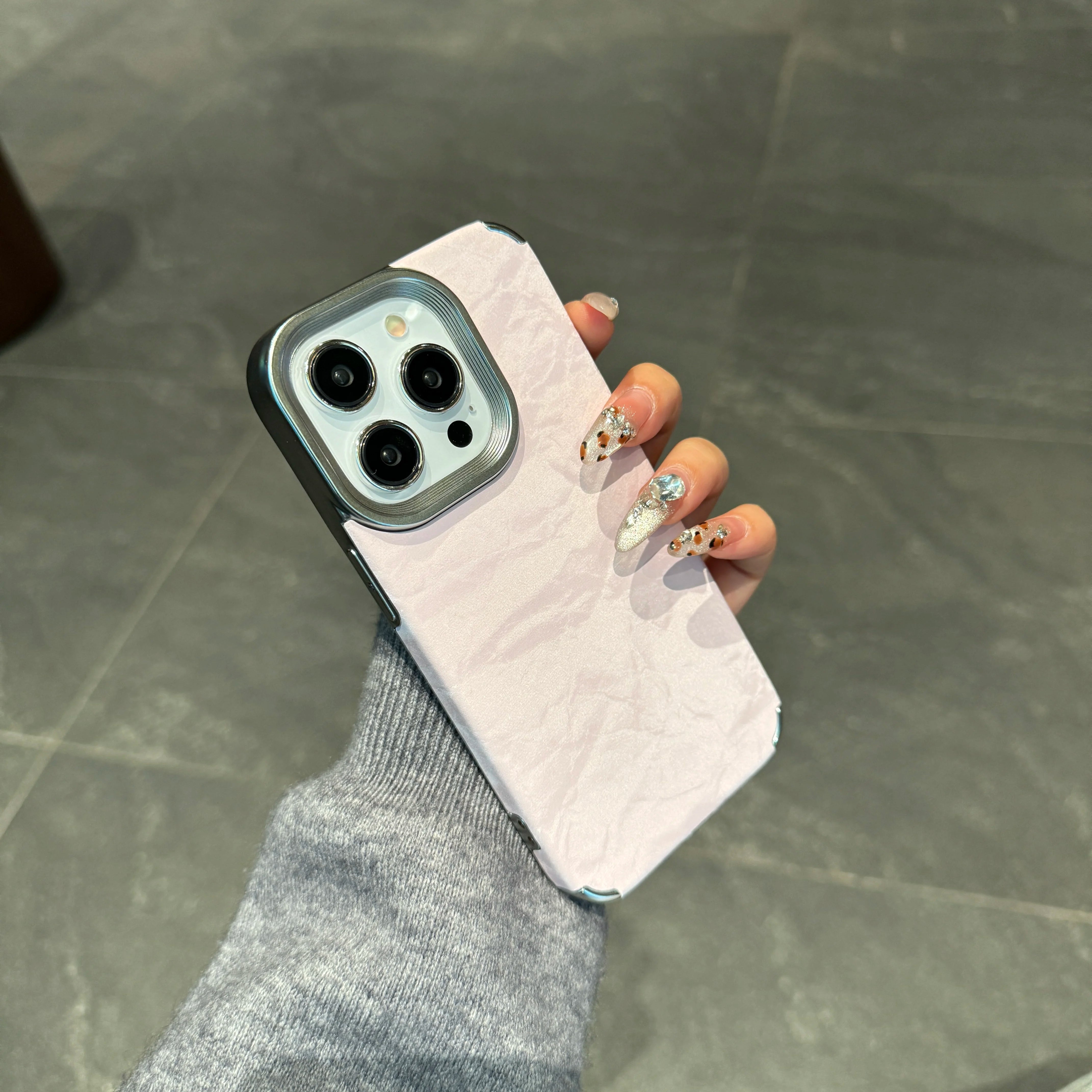 Velvet Snowy Mountain Pattern Shockproof Plating Anti-fall Case For iPhone